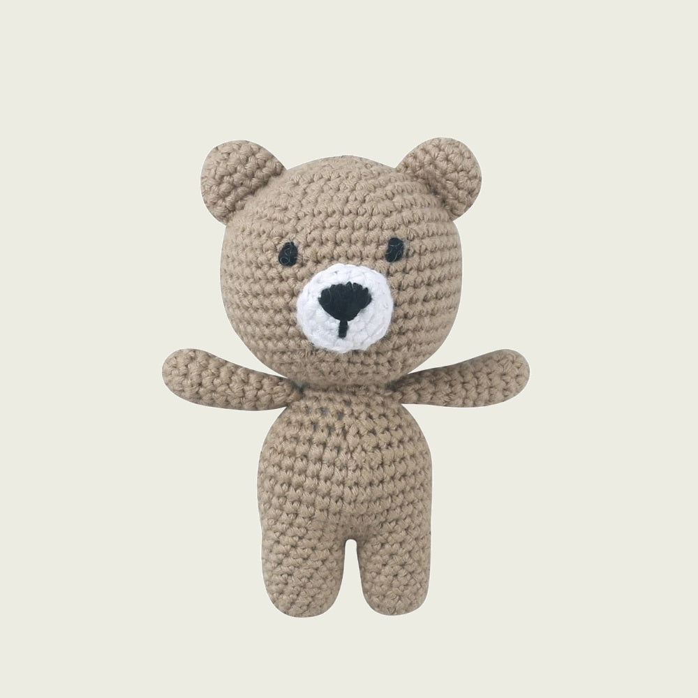 Brown Bear Cub Crochet Plushie 4.7" Crocheted Stuffed Animal