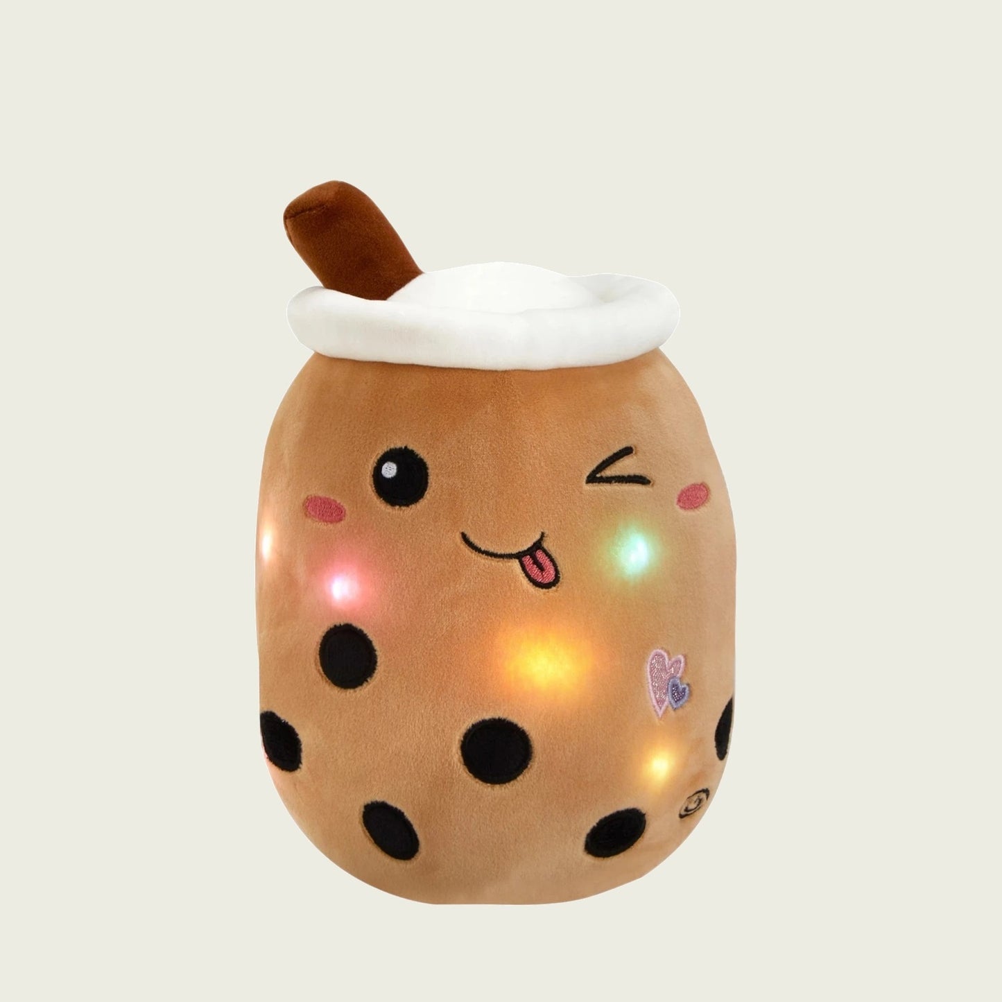LED Bubble Tea Boba Plushie with Colorful Glowing Lights