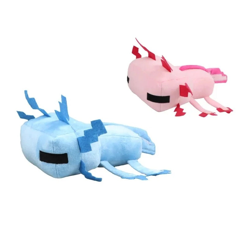 Digital Axolotl Plushie Pixel Blocks Stuffed Animal