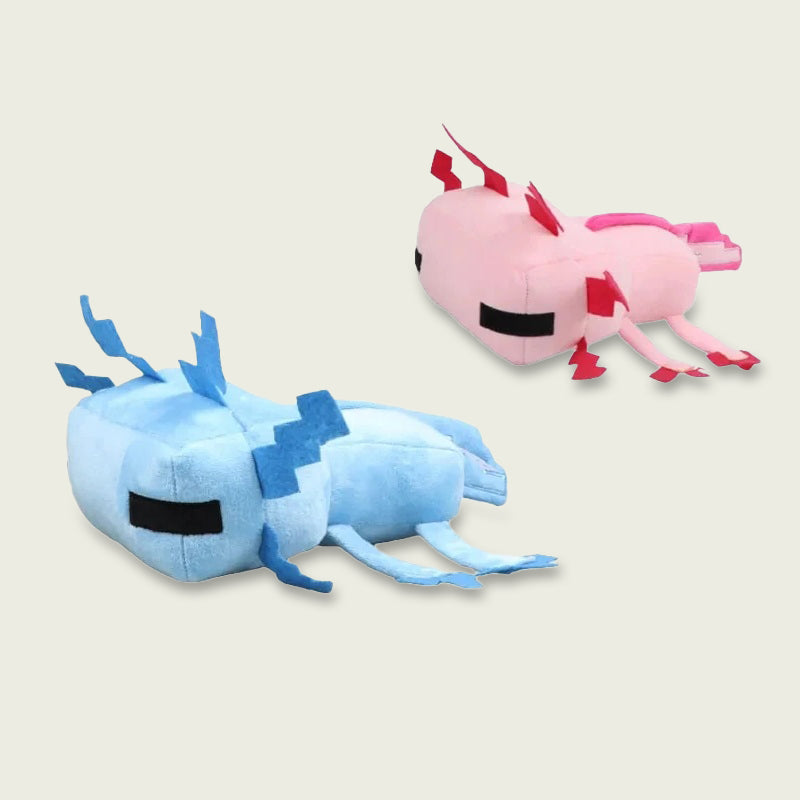 Digital Axolotl Plushie Pixel Blocks Stuffed Animal