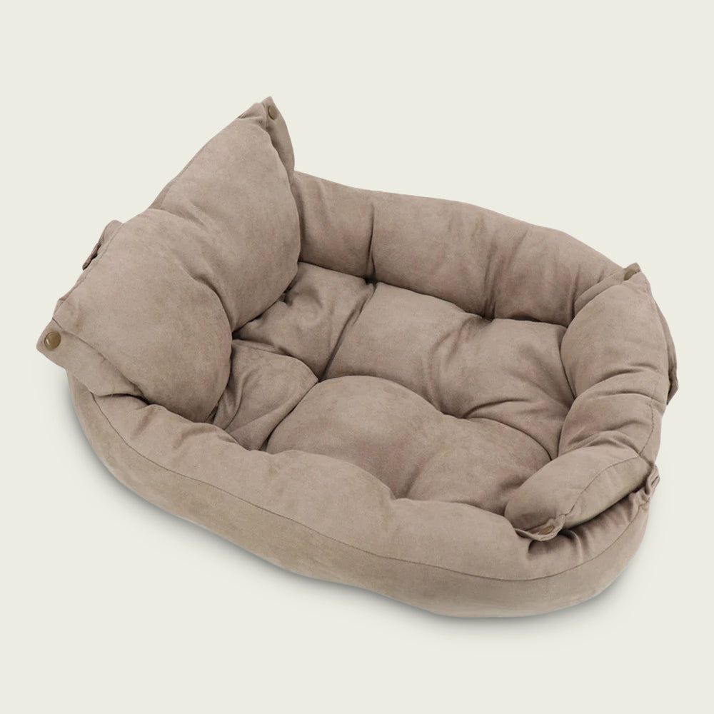 Plush-Cushion Dog Bed with Pillow and Leg Rest