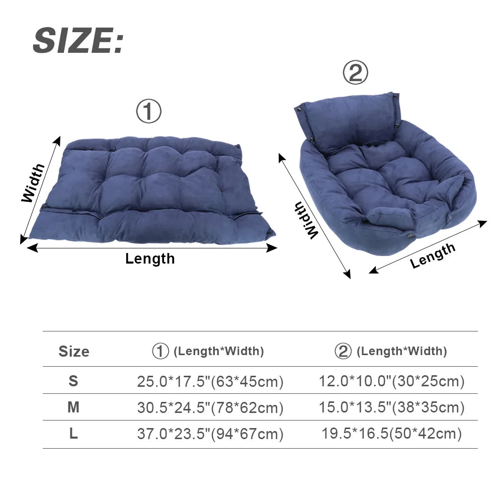 Plush-Cushion Dog Bed with Pillow and Leg Rest