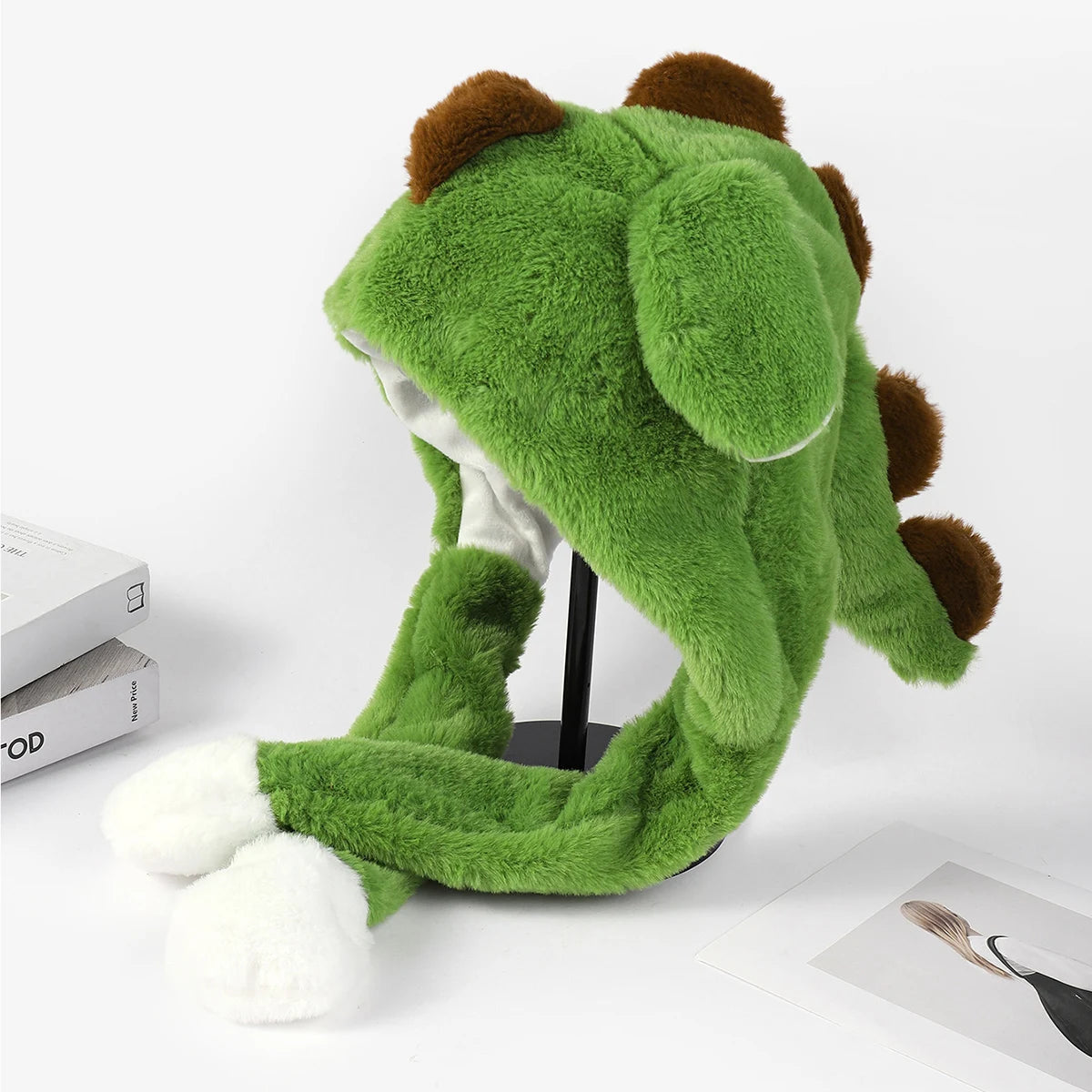 Stegosaurus Dinosaur Green Plush Hat