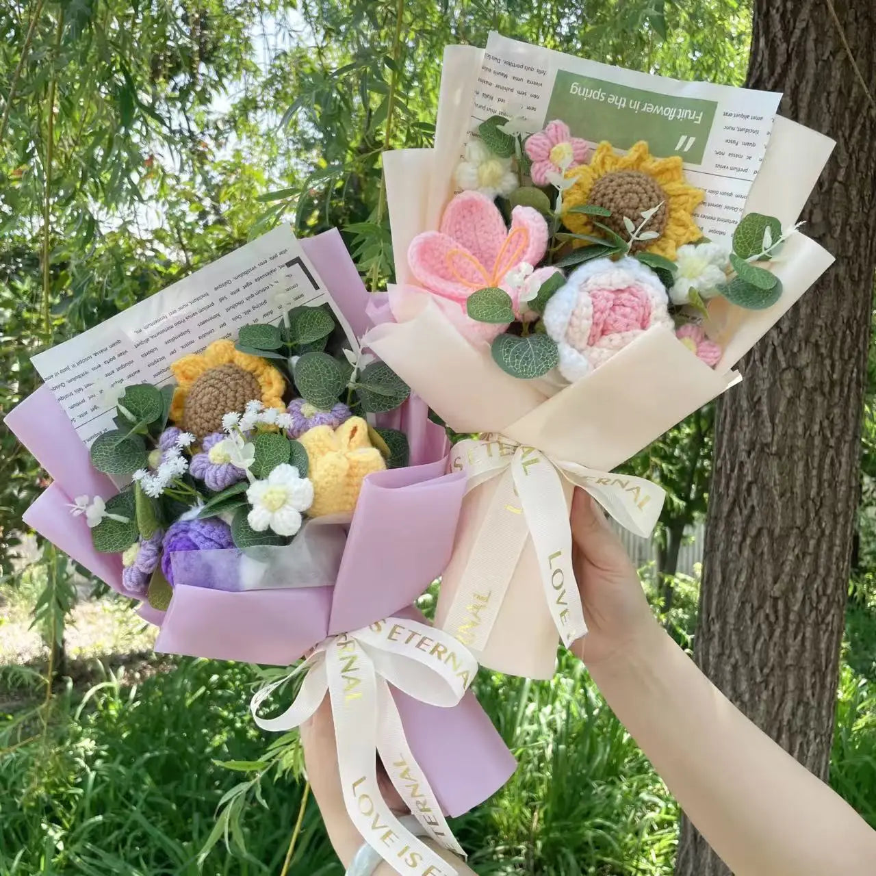 Purple Rose / Yellow Tulip / Sunflower Plush Florist