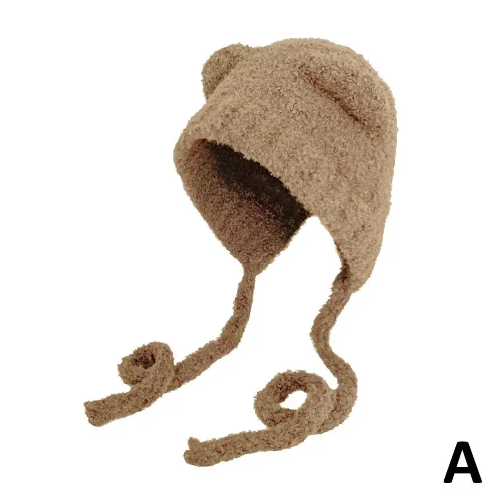 Bear Ears Plush Beanie Knit Hat