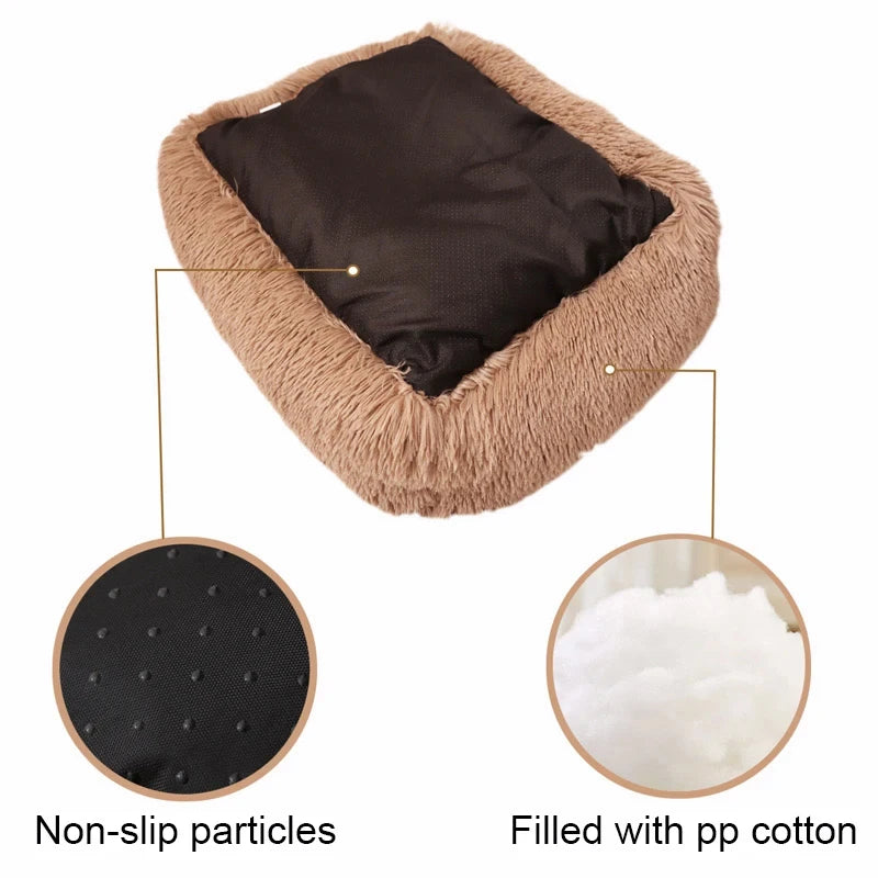 Rectangle Plush Dog/Cat Bed with Soft Lacy Frills