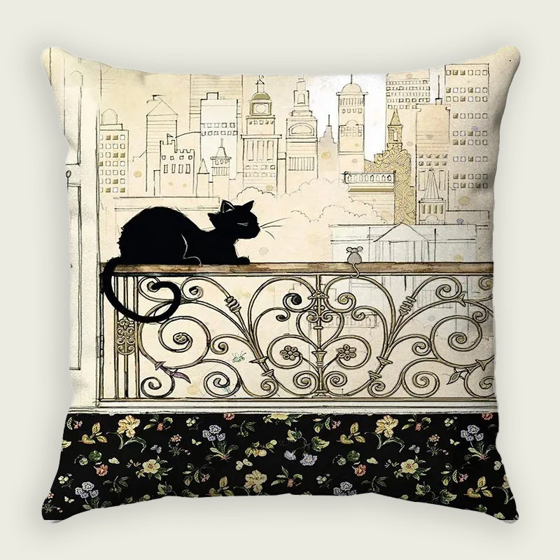 Classy Cat in the City Plush Pillow Case