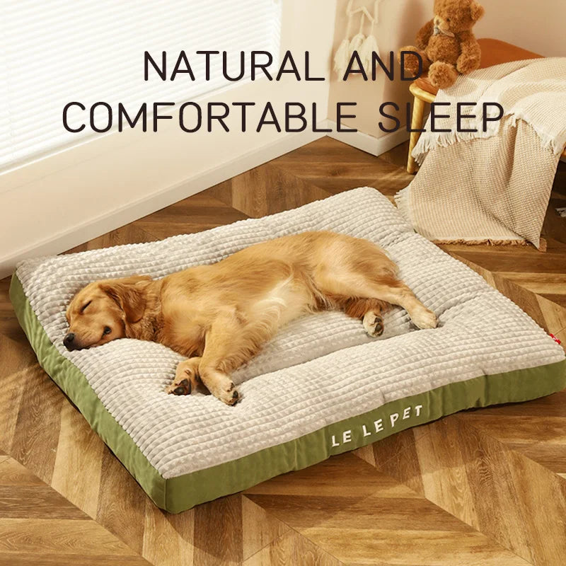 Waffle-Knit Flannel Rectangular Plush Dog Mattress