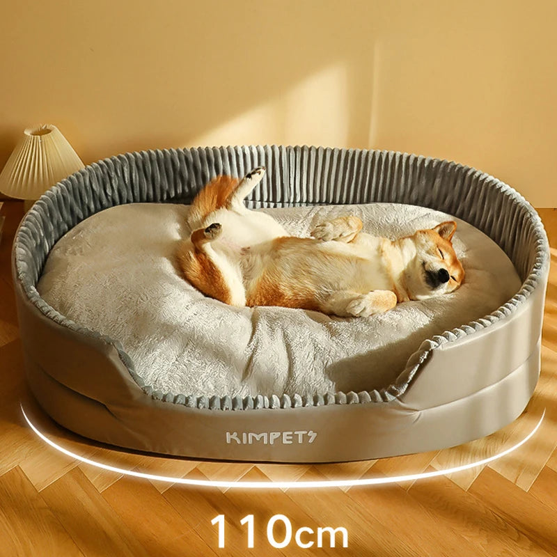 Plush-Ribbed Dog Bed