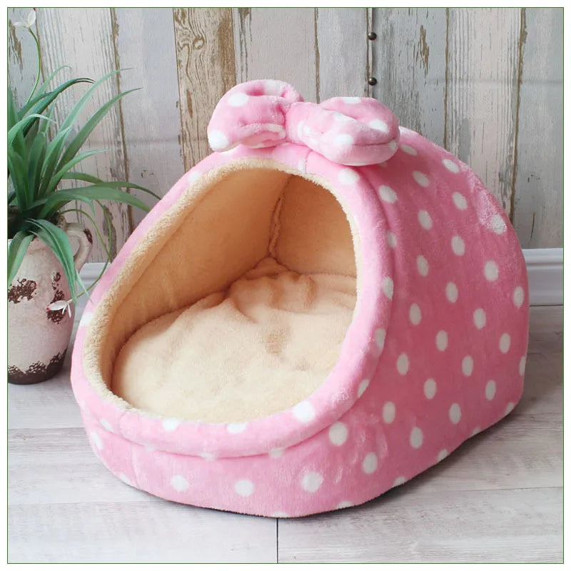 Luxe Plush Pet Crib with Bow