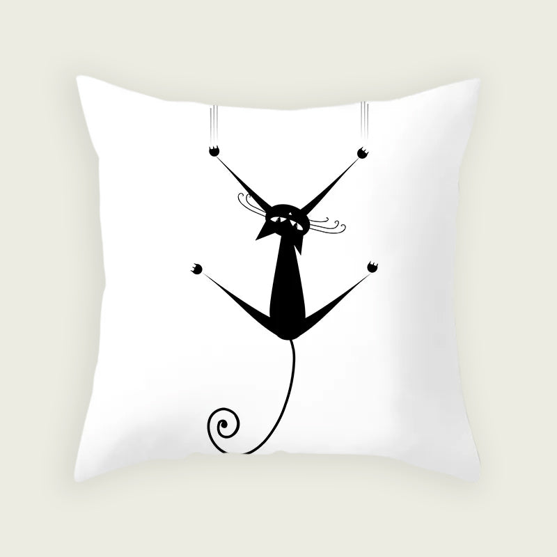 Cat Clinging to Plush Pillow Case