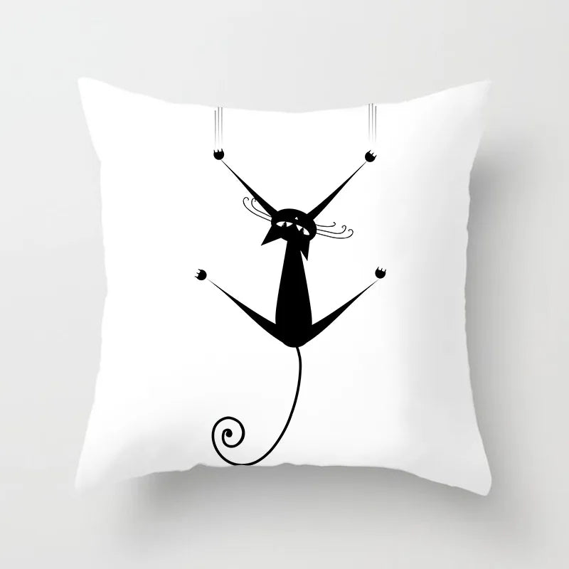 Cat Clinging to Plush Pillow Case