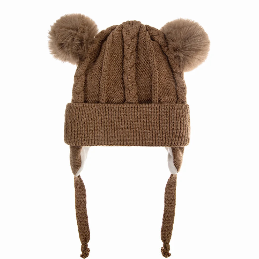 Pompom Ears Plush Winter Hat