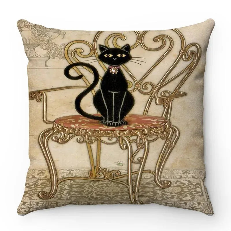 Lavish Cat on a Chair Plush Pillow Case