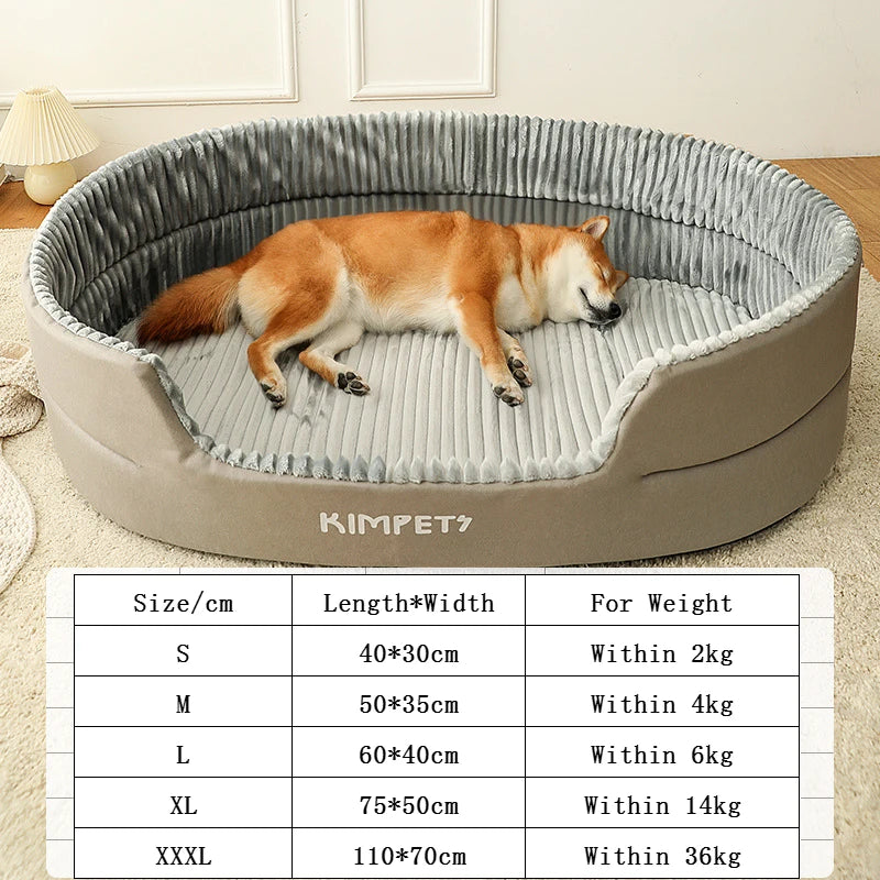 Plush-Ribbed Dog Bed