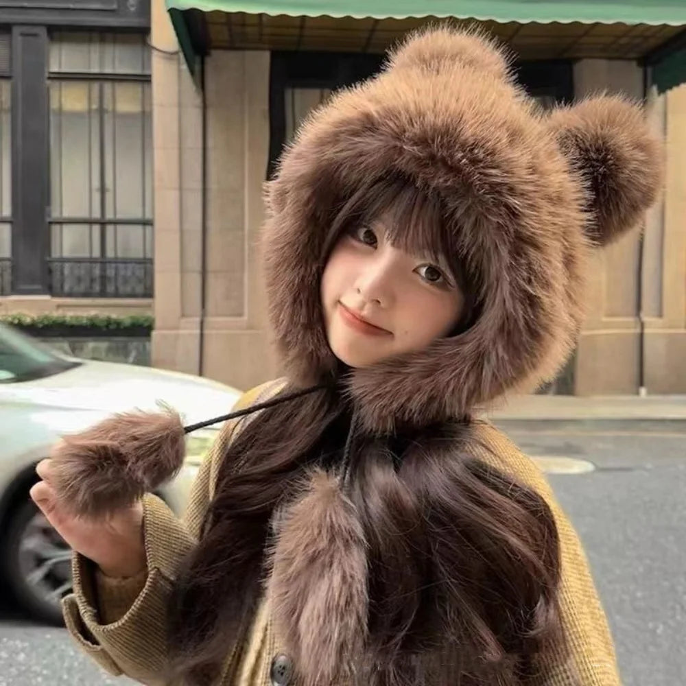 Bear Ears Plush Winter Hat