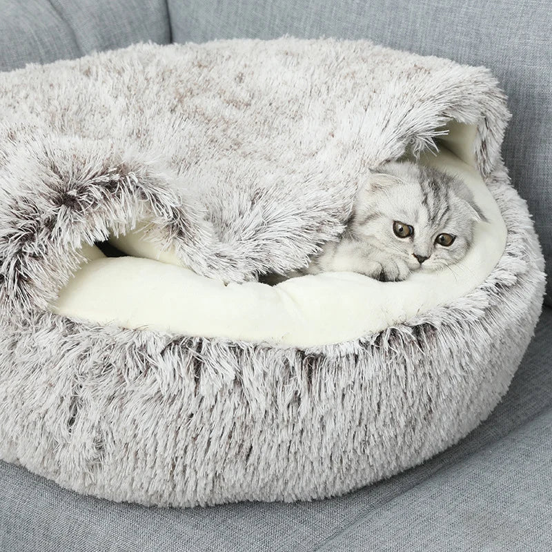 Cat Igloo Plush Bed with Tent Opening