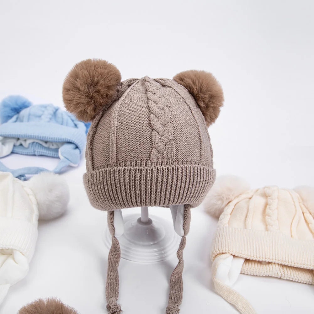 Pompom Ears Plush Winter Hat