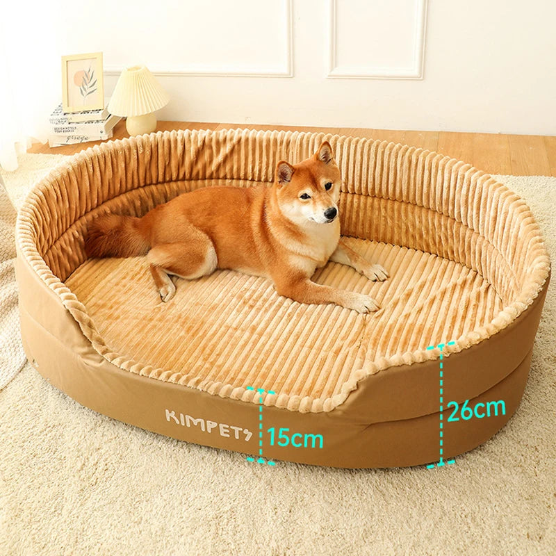 Plush-Ribbed Dog Bed