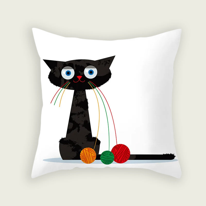 Kitten Playing with Yarn Balls Plush Pillow Case