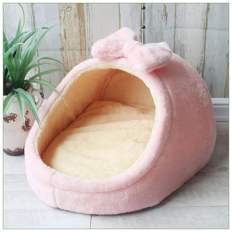 Luxe Plush Pet Crib with Bow