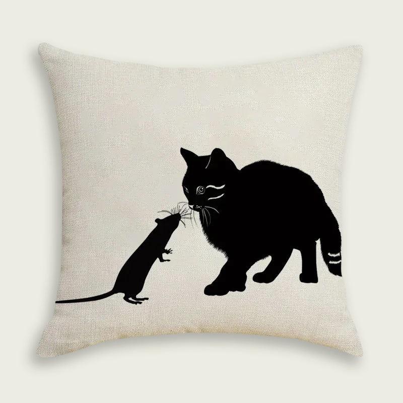 Cat and Mouse Plush Pillow Case