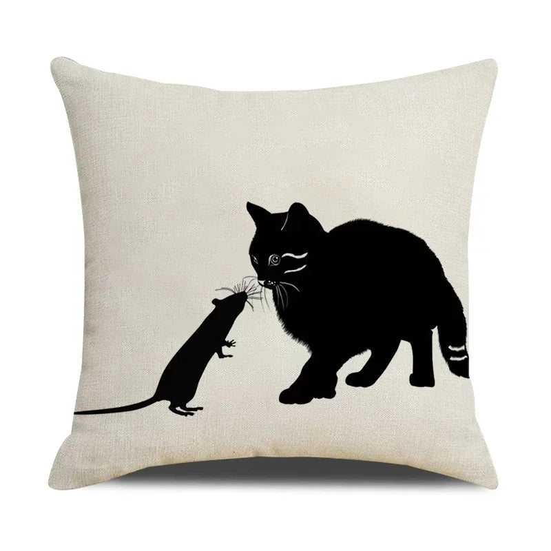 Cat and Mouse Plush Pillow Case