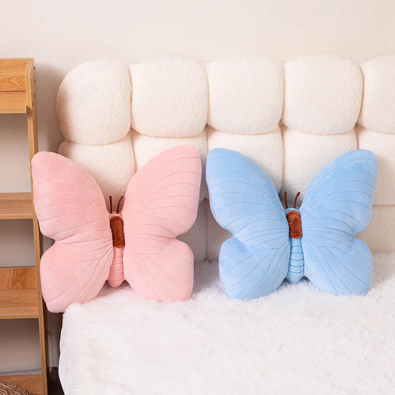 Blue Veined Butterfly Plush Pillow