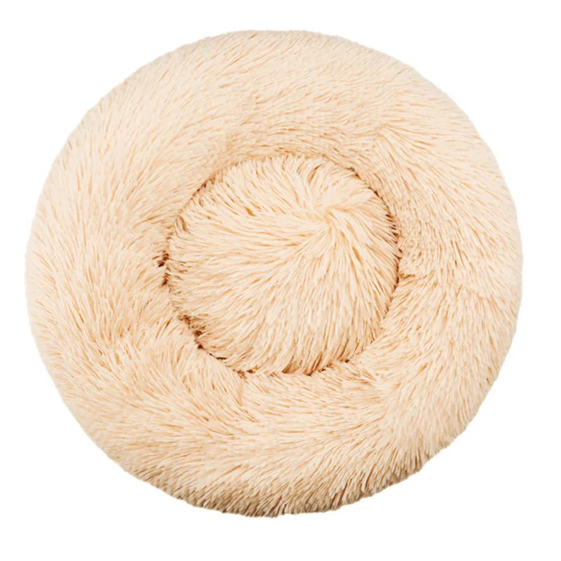 Round Fluffy Plush Dog Bed