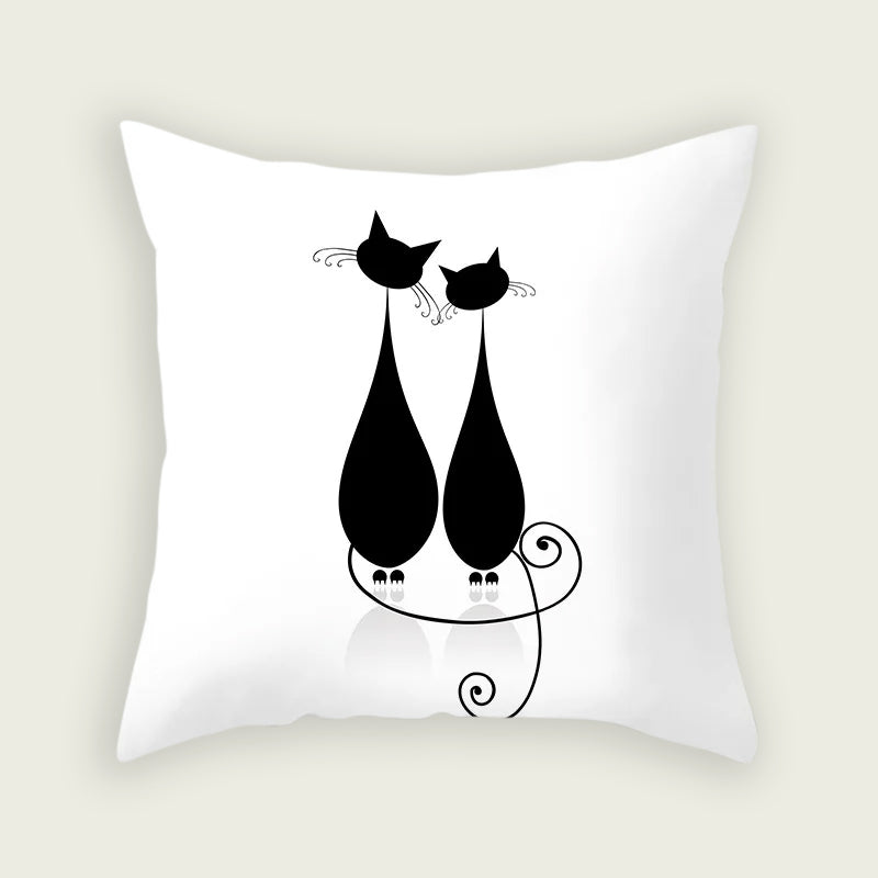 2 Cats Observing Plush Pillow Case