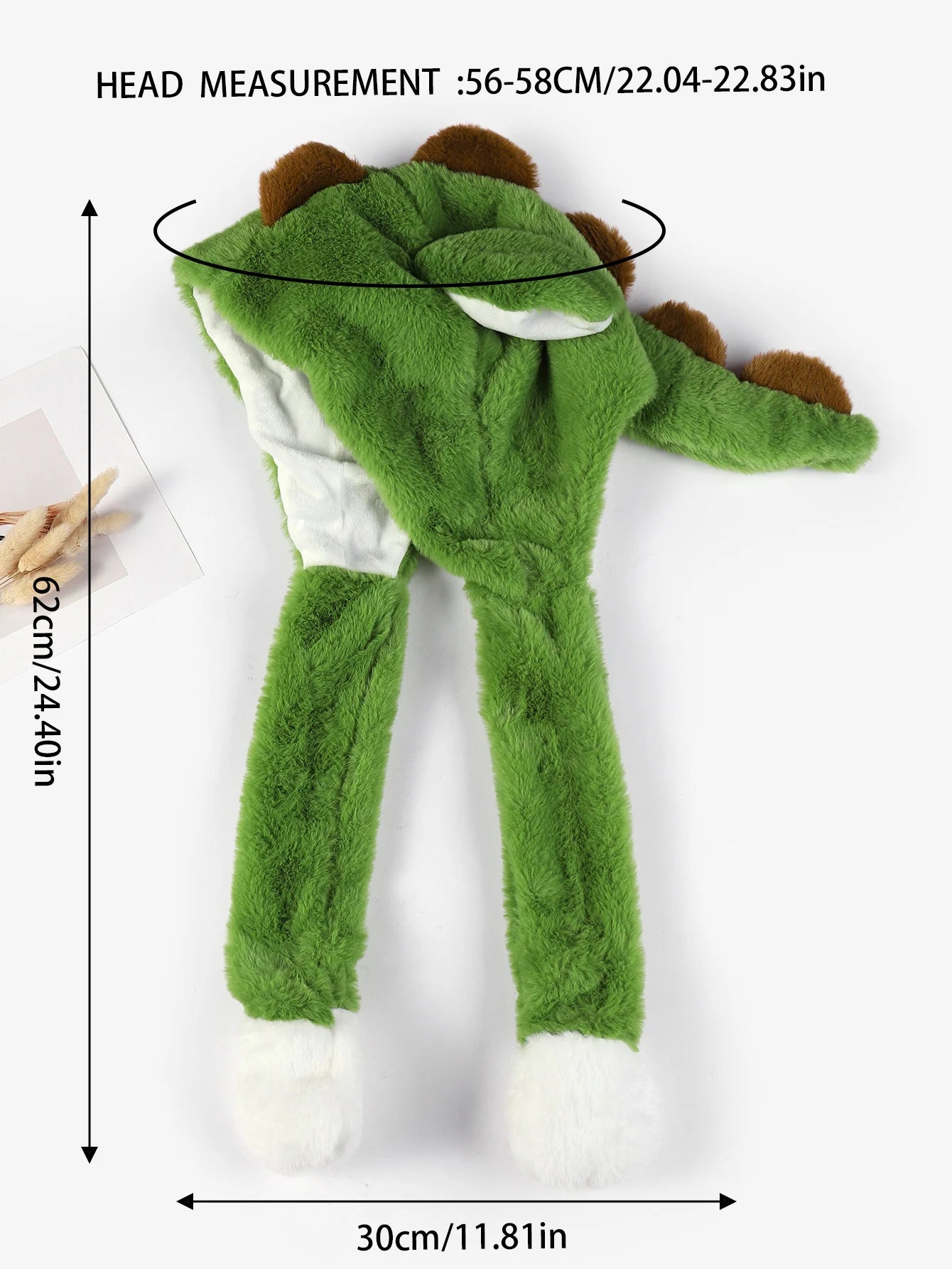 Stegosaurus Dinosaur Green Plush Hat