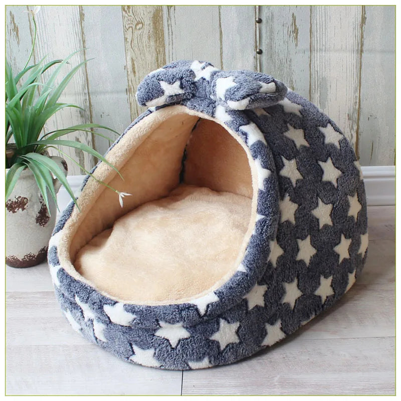 Luxe Plush Pet Crib with Bow