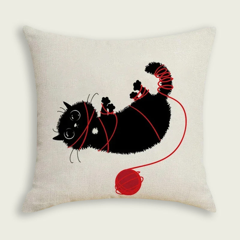 Kitten Wrapped Up in Yarn Plush Pillow Case