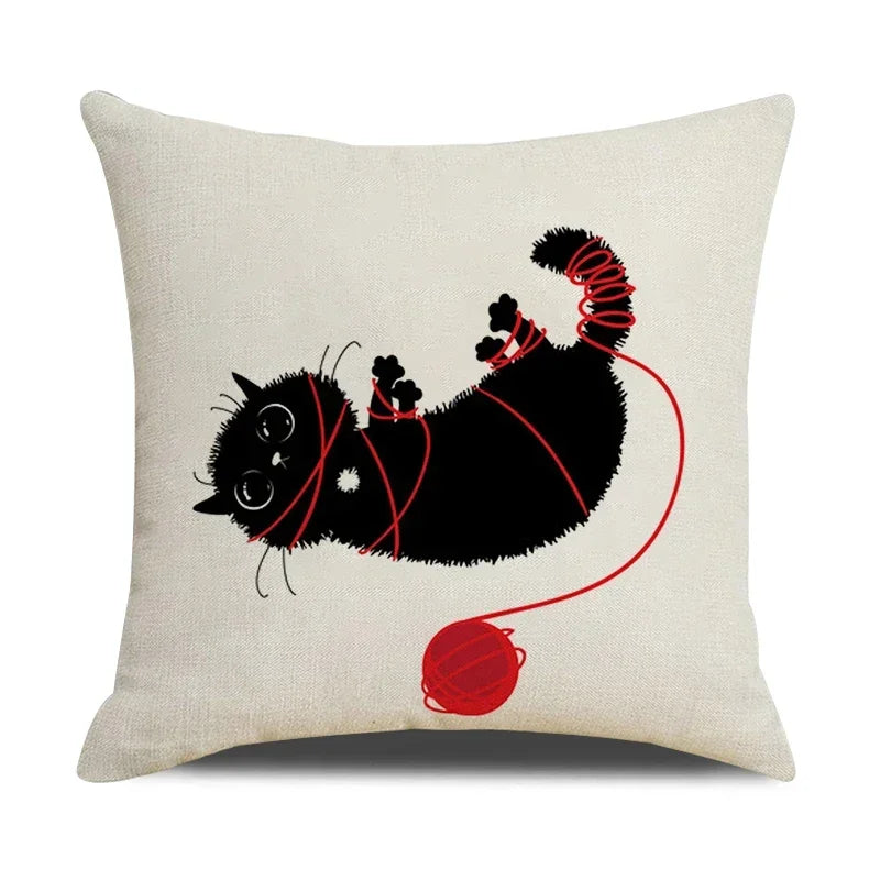 Kitten Wrapped Up in Yarn Plush Pillow Case