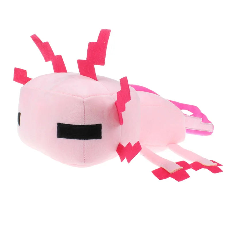 Digital Axolotl Plushie Pixel Blocks Stuffed Animal