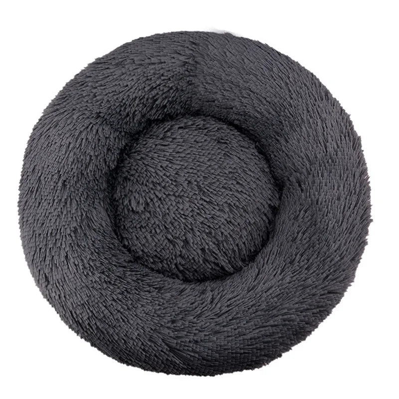 Round Fluffy Plush Dog Bed