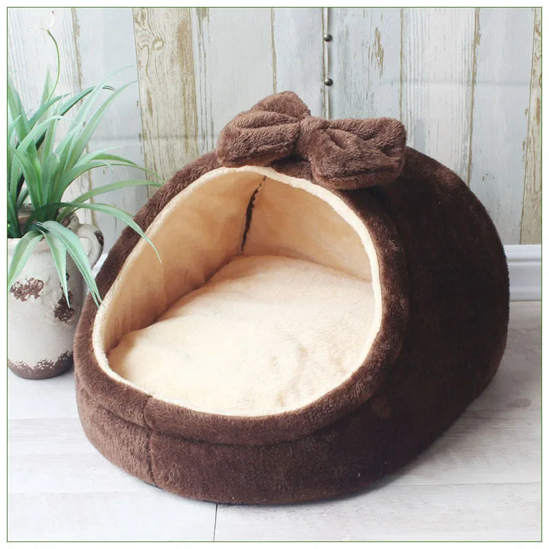 Luxe Plush Pet Crib with Bow