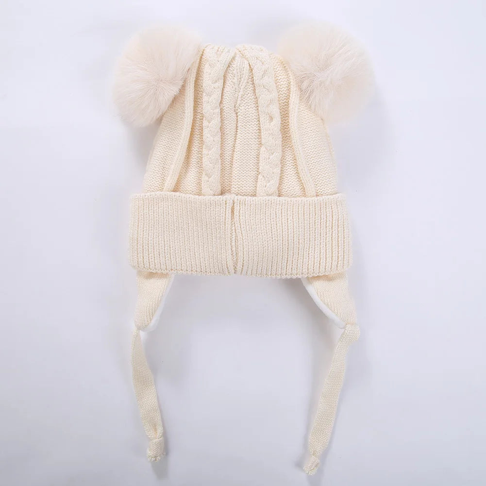 Pompom Ears Plush Winter Hat