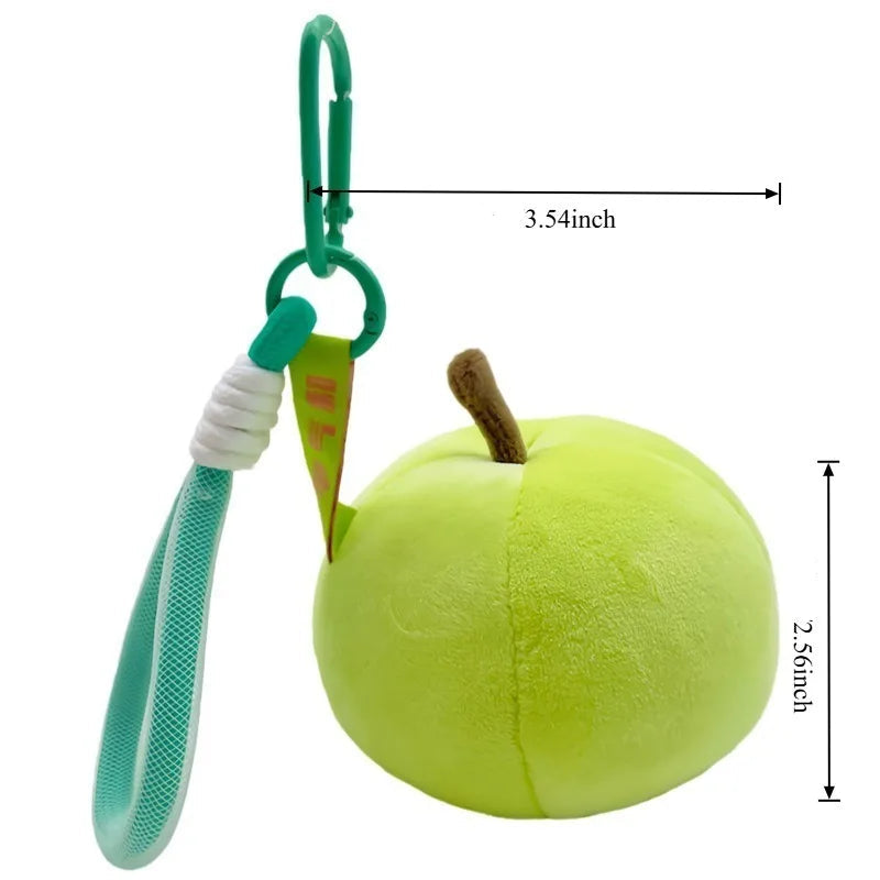 Green Apple Plush Keychain with Carabiner & Wristlet
