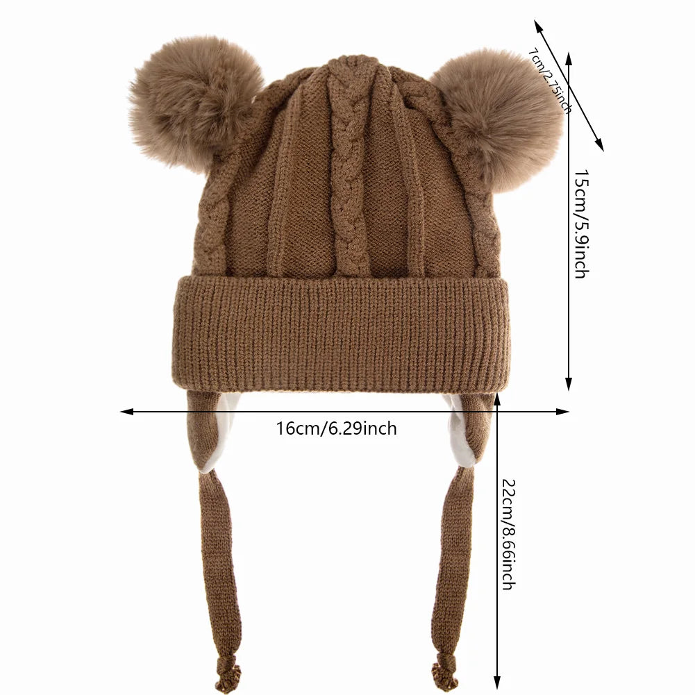 Pompom Ears Plush Winter Hat