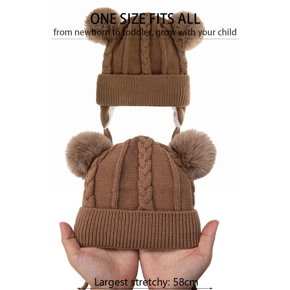 Pompom Ears Plush Winter Hat
