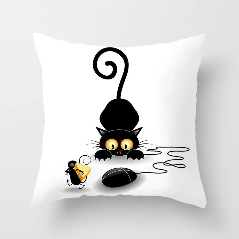 Cat Mice & Cheese Plush Pillow Case