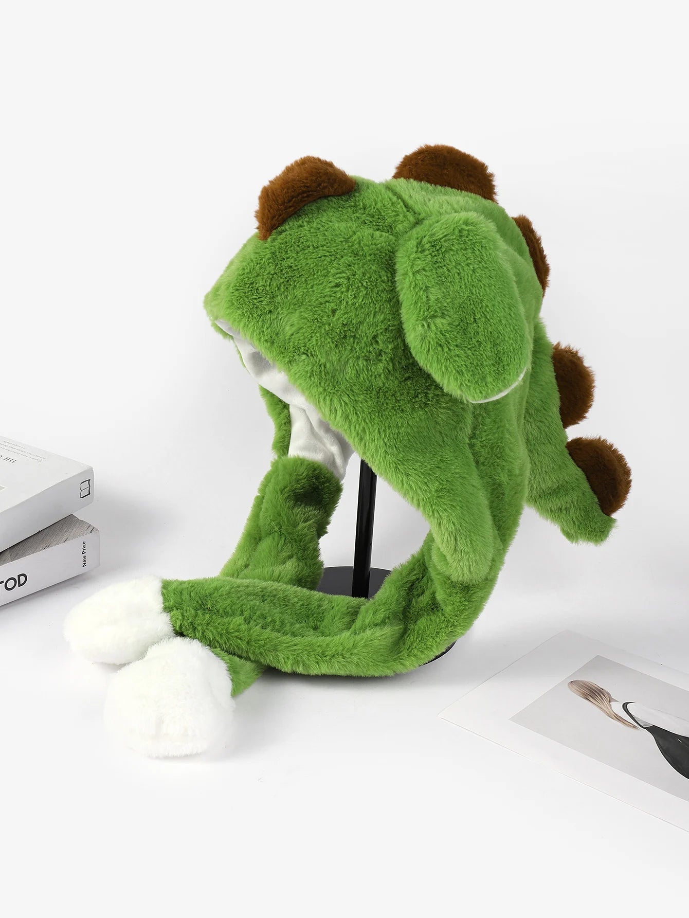 Stegosaurus Dinosaur Green Plush Hat