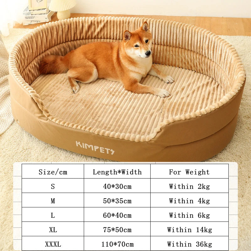 Plush-Ribbed Dog Bed