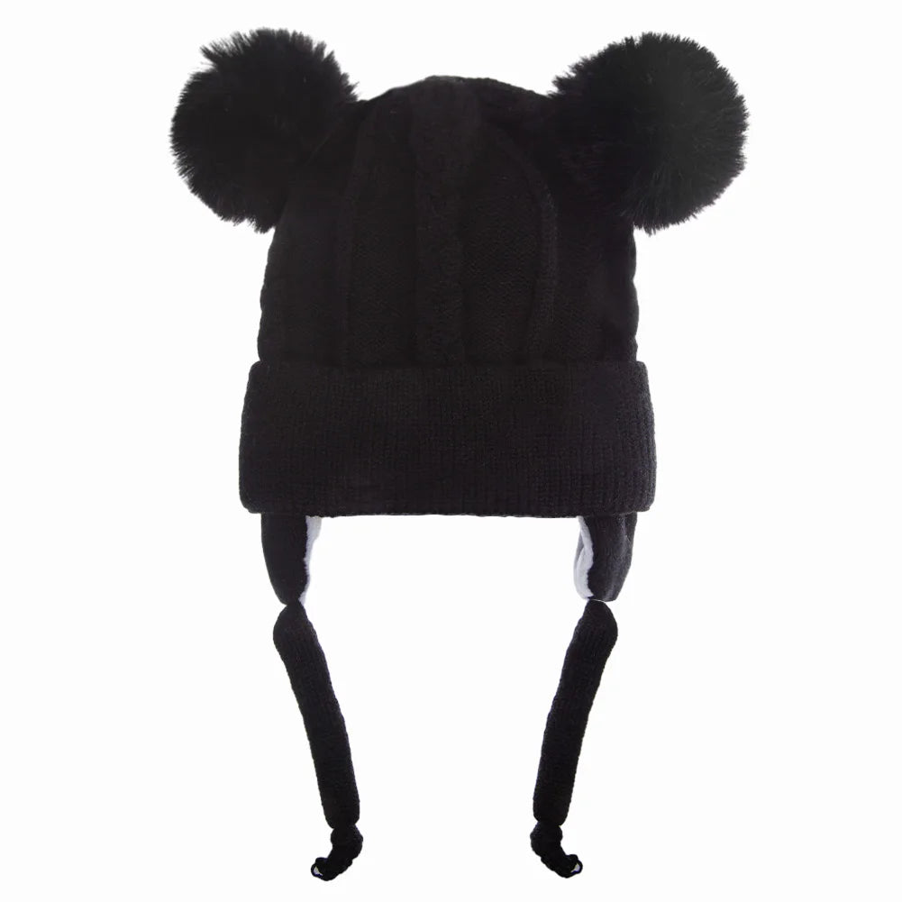 Pompom Ears Plush Winter Hat