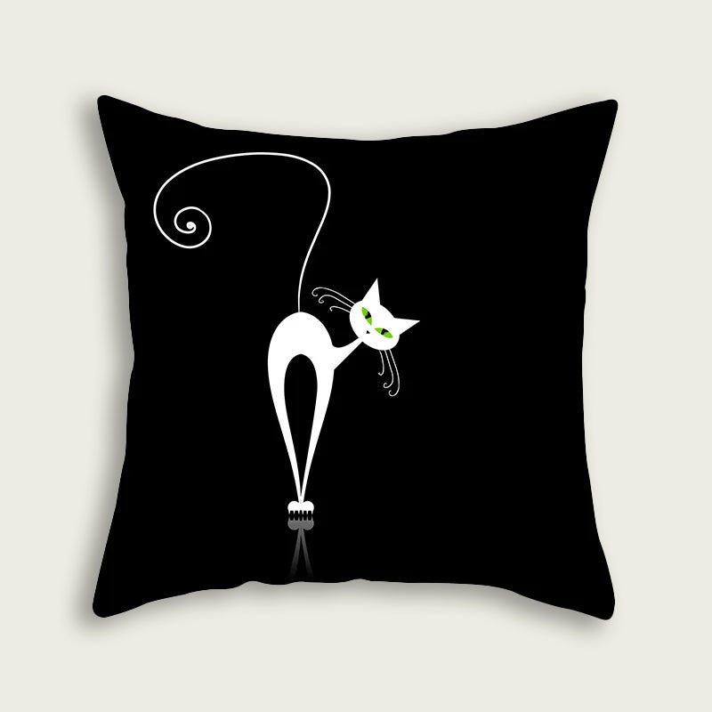 Green Eye Cat Plush Pillow Case