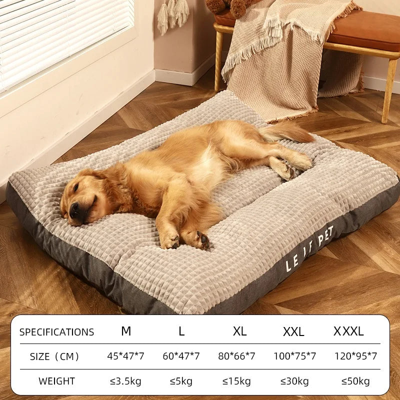 Waffle-Knit Flannel Rectangular Plush Dog Mattress