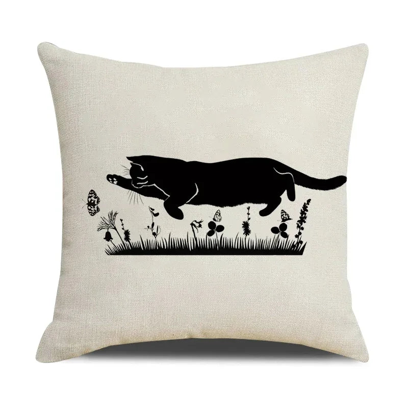 Cat Chasing a Butterfly Plush Pillow Case
