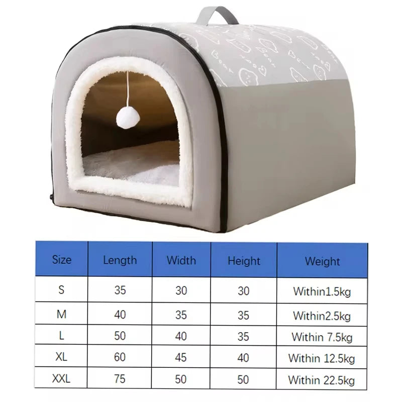 Portable Plush-Lined Dog House with Handle