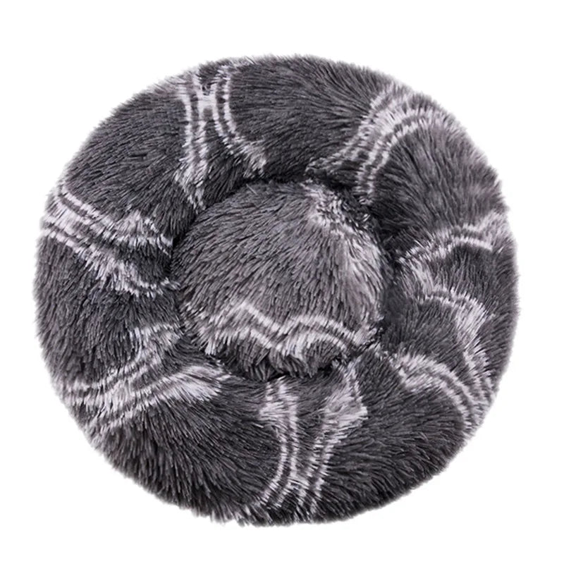 Round Fluffy Plush Dog Bed